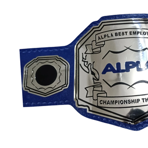 Ceinture de champion Alpla pour les meilleurs employés, ceinture de récompense personnalisable avec sangle bleue, trophée de haute qualité pour la reconnaissance des employés - Product Image 3