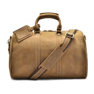 Bolsa de Viaje de Cuero Genuino, Color Sólido, de Lujo, para Fin de Semana, con Correa Ajustable y Asa Superior - Product Image 1