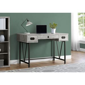 Scrivania per Computer Portatile da 48 Pollici in Stile Transizionale con Laminato Grigio e Metallo Nero, Dotata di Cassetti Portaoggetti per Ufficio Domestico - Product Image 5