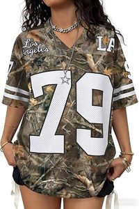 Unisex Oversized Streetwear Number Graphic T-<b>Shirt</b> V-Neck Short Sleeve Football Soccer <b>Y2K</b> Jersey Tee 100% Polyester - Product Image 2