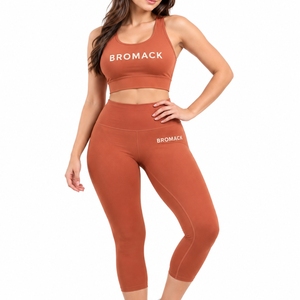 Women's Workout Set <b>Crop</b> Top And <b>Leggings</b> Two Piece Activewear Full Length <b>Leggings</b> Slim Fit Comfort Fit Yoga Set For Women - Product Image 2