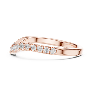 Rose Gold Lab Grown Diamond Curved Wedding Band Contoured Pavé <b>Stacking</b> <b>Ring</b> Women's Fine Jewelry Matching <b>Ring</b> - Product Image 3