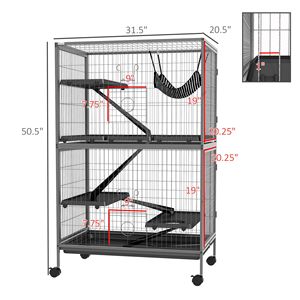 Gabbia Mobile Moderna Argento per Animali di Taglia Media e Grande (4 Porte per Allevamento, Pappagalli, Rettili, Uccelli) - Product Image 3