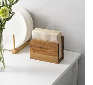 Porta servilletas de madera hecho a mano con incrustaciones de resina ondulada, elegante organizador de pañuelos para uso en mesa de comedor, cocina, restaurante o hogar. - Product Image 6