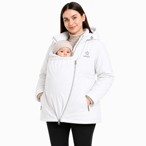 Chaqueta de Invierno para Maternidad, Blanca, de Alta Calidad, Impermeable y Cálida, con Panel Frontal para Portabebés, para Mujer - Product Image 1