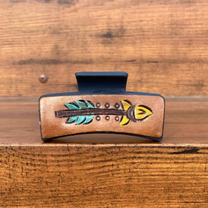 New Arrival Hot Selling Western Stylish Handmade <b>Tooled</b> Engraved Leather Hair Claw <b>Clips</b> Leather Claw Hair Accessories for Women - Product Image 5