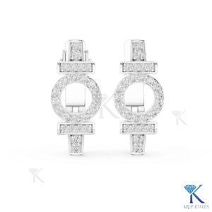 Pendientes de Aro Geométricos con Diamantes CVD HPHT Cultivados en Laboratorio, Chapados en Oro Sólido de 14K, Joyería Fina de Lujo para Mujer, para Bodas - Product Image 5