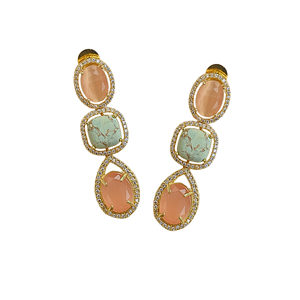 Gold Plated Brass Drop <b>Earrings</b> Zircon Geometric Design Trendy Classic Chandelier <b>Earrings</b> for Women Bohemia Style Party Jewelry - Product Image 6