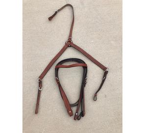 Têtière, brassard et rênes en cuir marron style western, motif gravé à la main, finitions en acier inoxydable, confortables et durables, fabriquées en Inde - Product Image 2