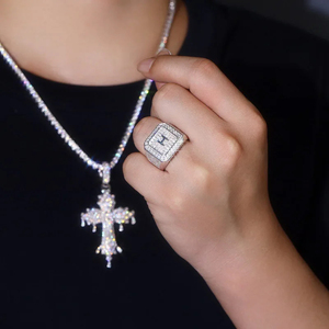 ZAWO HOUSE 925 Sterling Silver 18K Gold Plated VVS1 Moissanite <b>Large</b> Unisex Hip Hop Style Luxury <b>Ring</b> Custom - Product Image 1