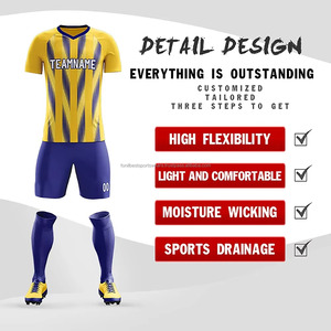 Ensemble de maillots de football personnalisés en or blanc, impression sublimée, col rond, manches courtes, polyester respirant, unisexe, vêtements d'équipe pour adultes - Product Image 6