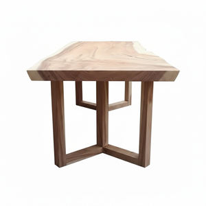 Table à manger moderne en bois massif écologique de qualité supérieure avec pieds en métal pour hôtel et villa - Product Image 2