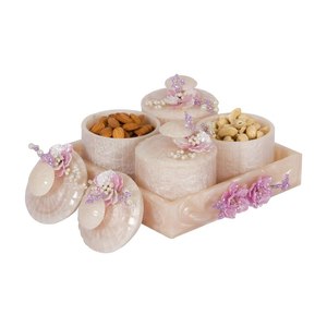 Modern Style Resin storage jars with tray Cylinder containers for wedding Dry fruits storage containers Jewelry storage Box - Product Image 2