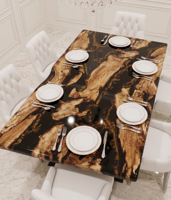 Table à manger moderne en bois massif avec bord naturel et résine époxy, style ferme, pour villa ou hôtel, avec pieds en métal doré, rectangulaire, faite à la main, personnalisable, 6 places