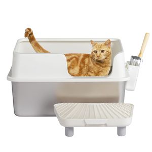 Lettiera per Gatti Extra Large in Acciaio Inossidabile con Bordi Alti e Filtro a Pedale per Gatti di Taglia Grande - Product Image 5