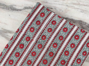 <b>Red</b> Stripe Floral Hand Block Printed Cotton Fabric Indian Sanganeri Fabric Dress <b>Material</b> Wholesale - Product Image 2