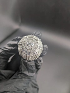 <b>Men</b>’s Hip Hop Iced Out Moissanite Round <b>Ring</b> 925 Sterling <b>Silver</b> 14K White Gold Finish Luxury Statement Jewelry <b>Ring</b> - Product Image 4