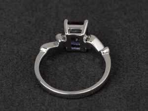 Anillo de Alejandrita, Anillo de Promesa, Piedra de Nacimiento de Junio, Gema que Cambia de Color, Corte Esmeralda, Joyería de Plata de Ley - Product Image 4