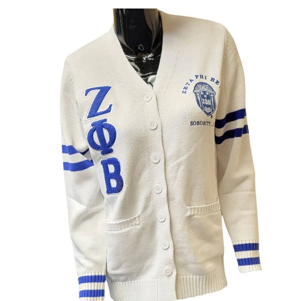 Zeta Phi Beta Sorority INC University Chenille And Embroidery Logo Cardigan
