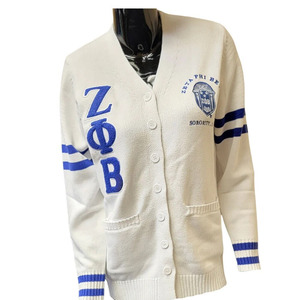 Cardigan avec logo en chenille et broderie de la sororité Zeta Phi Beta INC University - Product Image 1