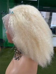CF130 Full Lace <strong>Wig</strong> for Braiding Blond 613# Afro Kinky Curl Virgin Human <strong>Hair</strong> 360 Transparent Can Make Braided Very Beautiful - Product Image 2