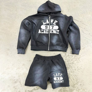 Conjunto de Sudadera con Capucha y Pantalones Cortos Lave 97 Academy para Niños, Chándal Informal de Algodón con Cierre, Ropa Deportiva para Niños, Otoño - Product Image 1