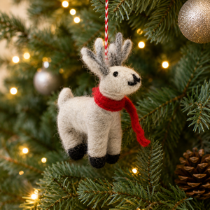 Handmade Needle Felted Deer Ornament <b>Wool</b> Felt Reindeer Christmas Decoration - Product Image 1