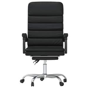 Silla de Oficina de Cuero Sintético Negro con Madera Contrachapada Ajustable y Función de Masaje Metálica - Product Image 3