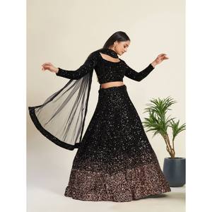 Elegante ropa de fiesta de trabajo de secuencia pesada Lehenga Choli para fiestas de trabajo y otras ocasiones especiales - Product Image 1
