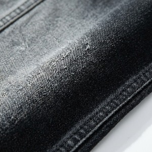 Veste en jean vintage noire en gros – Nouvelle veste en jean gris délavé multi-poches pour homme - Product Image 4
