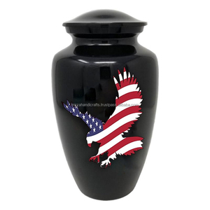 โกศเผาศพธงของกองทัพสหรัฐอเมริกาแบบคลาสสิกสำหรับผู้ใหญ่โกศเผาศพสีดำมันวาวสำหรับขี้เถ้าของมนุษย์ - Product Image 4