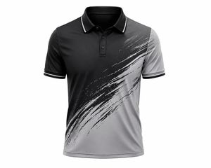 Chemise à manches courtes unie pour homme, de haute qualité, respirante, à séchage rapide, en polyester/coton tricoté, style décontracté - Product Image 5