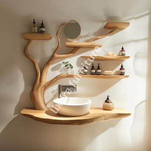 Luxury Handcrafted Solid Wood <b>Tree</b> <b>Branch</b> Vanity Artistic Floating Washstand Natural Home Decor - Product Image 6