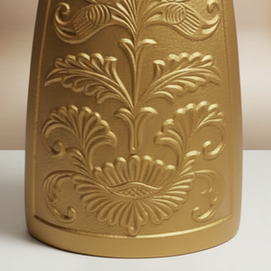 Florero de Metal Dorado con Relieve de Lujo, Elegante Diseño Floral, Hecho a Mano, Decoración Moderna para el Hogar, Centro de Mesa, Unidad Individual - Product Image 6