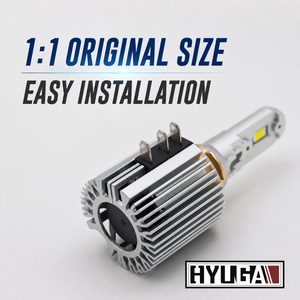 HYUGA H15 หลอดไฟหน้า LED 6000K 50W 12000LM 12V สำหรับการติดตั้งเพิ่มเติมอัพเกรดติดตั้งง่าย 1:1 ขนาดเดิม - Product Image 1