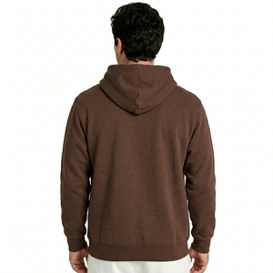 Sweat-shirt à capuche marron pour homme, coupe ample, en molleton de coton tricoté, pull décontracté avec poche avant, idéal pour l'automne, écologique - Product Image 2