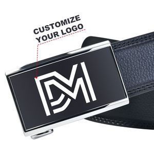 Cinturones de Cuero Genuino de Alta Calidad con Hebilla Automática de Acero para Hombre, Correa Sólida Informal, con Logotipo Personalizado - Product Image 6
