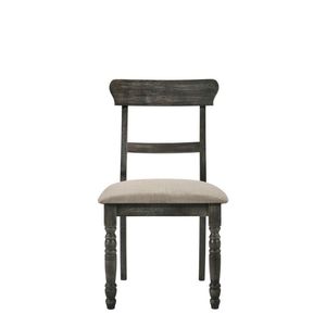 Set di 2 sedie da pranzo Leventis in lino marrone chiaro con finitura grigio anticato - Product Image 6