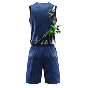 Ensemble de maillot de basket VANTEX bleu, noir et blanc, respirant, écologique, débardeur sans manches, short, uniforme de sport - Product Image 2