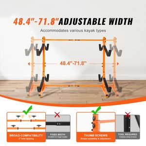 Supporto Autoportante in Acciaio Resistente per 4 Kayak, Canoe e Paddleboard con Bracci Imbottiti - Product Image 3