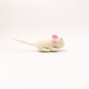 Wool Felt Child <b>Mouse</b> <b>Ornament</b> White Cat Teaser Toy Interactive Eco Friendly Pet Toy Handmade Wholesale Bulk - Product Image 1
