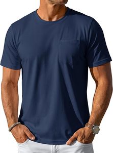 T-shirt en coton bordeaux pour homme, manches courtes, col rond, jersey décontracté, couleur unie, tee-shirt uni - Product Image 6