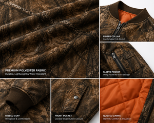 Custom Brown Woodland Camo Quilted Bomber <b>Jacket</b> for <b>Men</b> & Women Zip Up Flight <b>Jacket</b> Windproof Winter Hunting Outdoor <b>Jacket</b> - Product Image 5