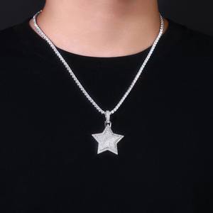 Pendentif étoile VVS Moissanite Iced Out pour rappeur, bijoux hip-hop pour soirée, avec pendentifs et breloques en argent 925. - Product Image 1