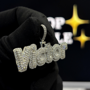Colgante Personalizado con Nombre Victor, Plata de Ley 925, Moissanita VVS, Totalmente Cubierto de Piedras, Collar con Colgante, Estilo HIPHOP SPARKLE, Chapado en Oro - Product Image 2