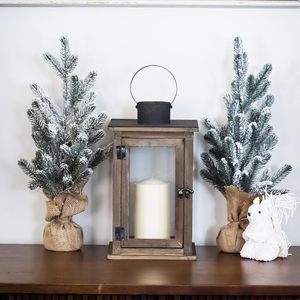 Handmade <b>Large</b> Brown Wooden Candle <b>Lantern</b> with Metal Handle Fancy Wooden <b>Lantern</b> Candle Holder for Export Sale - Product Image 5