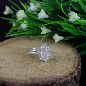 herkimer <b>Silver</b> <b>Ring</b> 925 Sterling <b>Silver</b> Prong Setting <b>Adjustable</b> <b>Silver</b> <b>Ring</b> herkimer Gemstone <b>Ring</b> Handmade For Her - Product Image 2