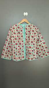 Chaqueta Acolchada para Mujer, Bordado Floral, Cuello en V, Manga Larga, Ropa de Abrigo de Primavera - Product Image 4