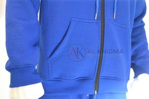 Sudadera con Capucha Azul Rey Premium de Felpa Francesa Antiarrugas 100% Algodón con Cierre de Cremallera y Cuello Redondo, Moda Boutique de Marca Privada para Mujer - Product Image 4