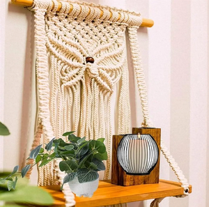 Lovely Three-tier Macrame Wall Decal Vertical Design Contemporary Style for Home Decor. Holds Potted Plants Cacti. Wholesale - Product Image 6